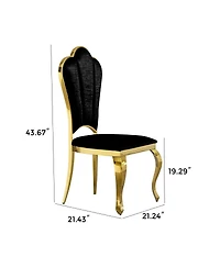 Streamdale Furniture Set of 2 Modern Pu Leather Dining Chairs with Gold Stainless Steel Legs