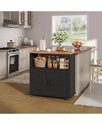 gaomon Rolling Kitchen Island with Storage Cabinet, Cart, Portable Mobile Towel Rack for Kitchen, Dining Room