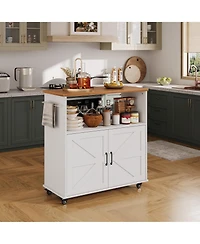 gaomon Rolling Kitchen Island with Storage Cabinet, Kitchen Cart, Portable Mobile Kitchen Island with Towel Rack for Kitchen, Dining Room