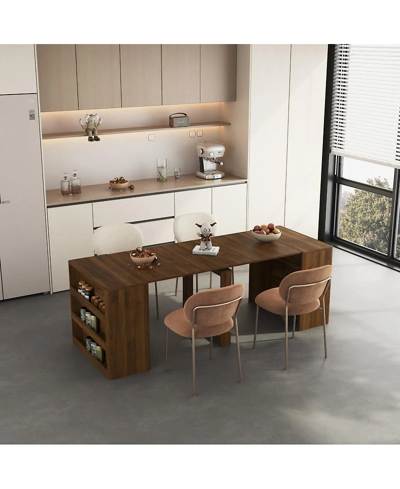 Streamdale Furniture Extendable Foldable Dining Table for 1-10 People, Multifunctional Wood Console