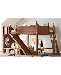 Streamdale Furniture Queen Solid Wood Loft Bed with Storage, Wardrobe, and Slide