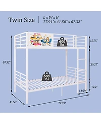 Streamdale Furniture Convertible Metal Bunk Bed for Adults and Kids