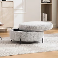 Streamdale Furniture Round Upholstered Storage Ottoman with Reversible Lid