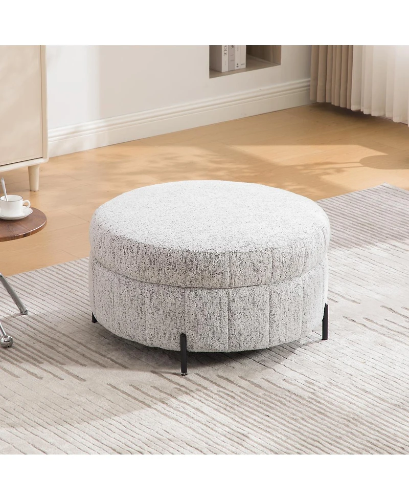 Streamdale Furniture Round Upholstered Storage Ottoman with Reversible Lid