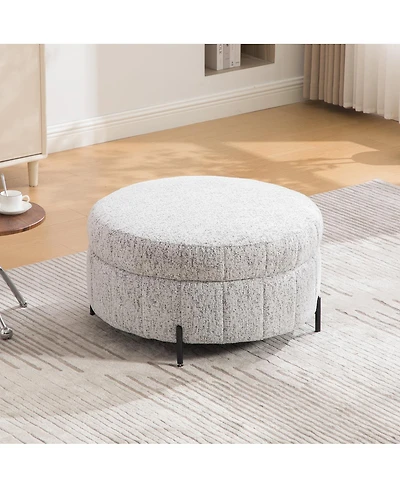 Streamdale Furniture Round Upholstered Storage Ottoman with Reversible Lid