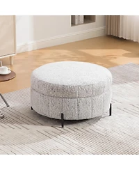 Streamdale Furniture Round Upholstered Storage Ottoman with Reversible Lid