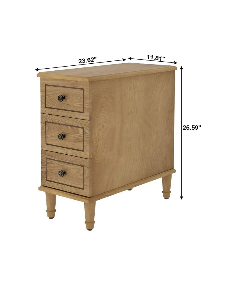 Slickblue Wood Nightstand with 3 Drawers Fully Assembled Side Table