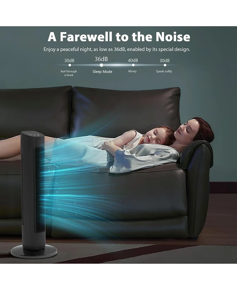 Cowsar Quiet Tower Fan with Remote and 15H Timer