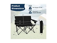 Boyel Living Double Camping Chair 2-Person Outdoor Folding Loveseat with Cup Holders