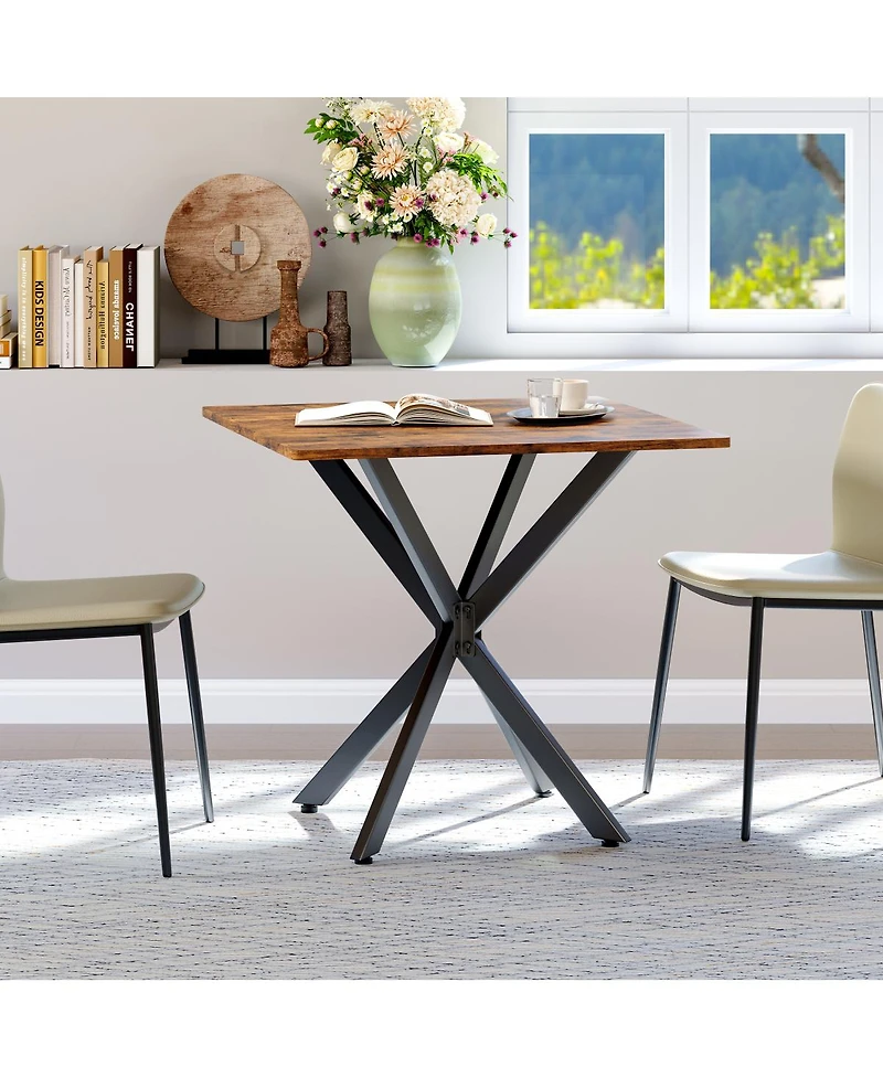 Streamdale Furniture Rustic Square X-Frame Side Table, Industrial Wood Grain End Table