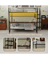 Streamdale Furniture Metal Bunk Bed with Desk and Led Lights