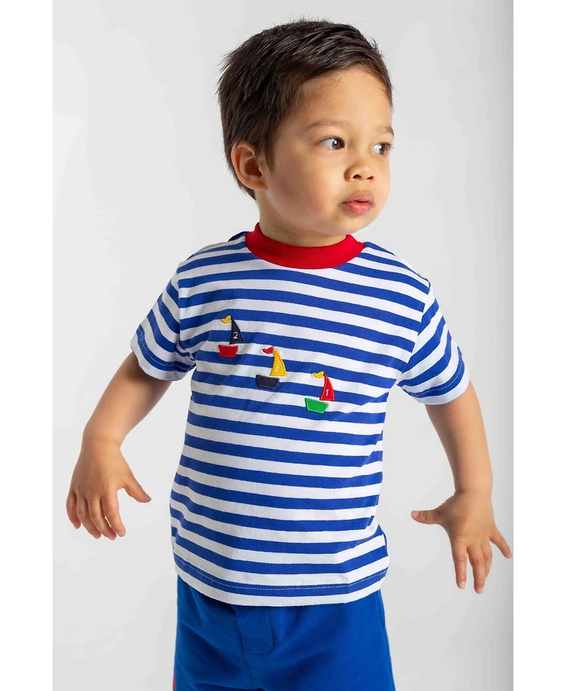 Florence Eiseman Little Boys Knit Short Set With Sailboats