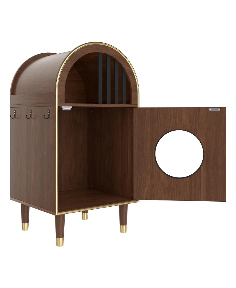 Streamdale Furniture 2-in-1 Two-Level Cat Litter Box Enclosure and Cozy Condo - Espresso
