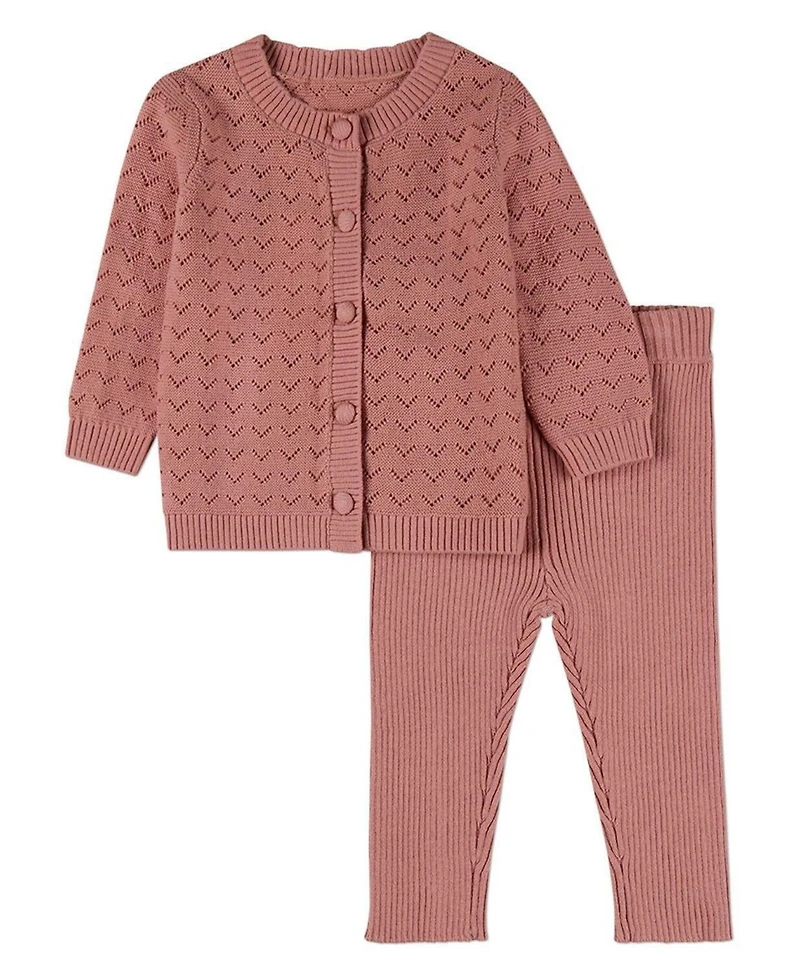 MeMoi Little Girls 100% Cotton Chevron Knit Cardigan Set