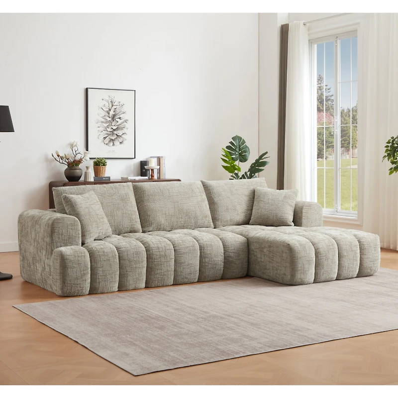 Streamdale Furniture Chenille L-Shape Luxury Sectional Oversized Sofa, Comfy Sleeper Couch