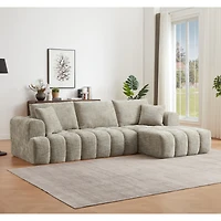 Streamdale Furniture Chenille L-Shape Luxury Sectional Oversized Sofa, Comfy Sleeper Couch