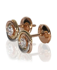 Pre-Owned Cartier 3-Tone Gold Diamond Trinity Stud Earrings