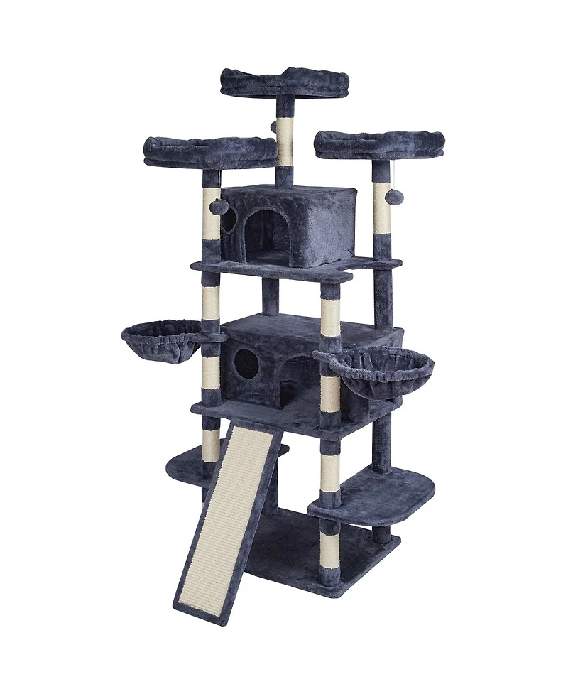 6thdruple Cat Tree for Indoor Cats, Tower with Cat Condos, Top Perches, Hammocks, Scratchers