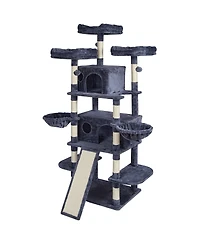 6thdruple Cat Tree for Indoor Cats, Tower with Cat Condos, Top Perches, Hammocks, Scratchers
