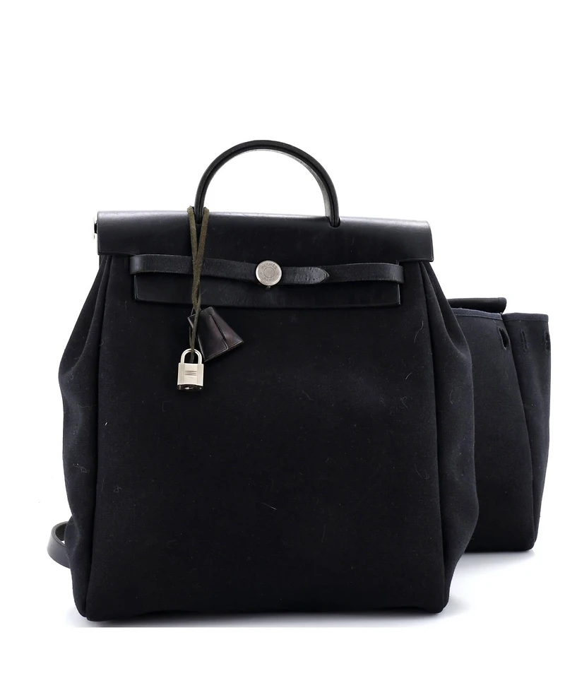 Pre-Owned HERMES Gm Vintage Herbag A Dos Backpack Toile and Leather