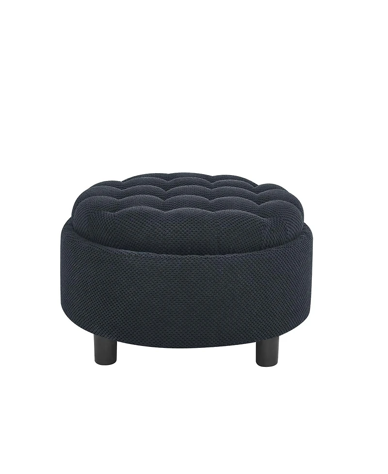 Streamdale Furniture Round Storage Ottoman with Removable Tray