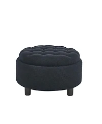 Streamdale Furniture Round Storage Ottoman with Removable Tray