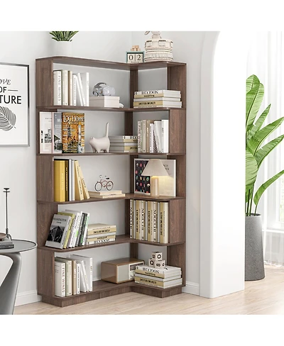 Streamdale Furniture 90cm Freestanding Corner Bookshelf with Anti-Tip Device