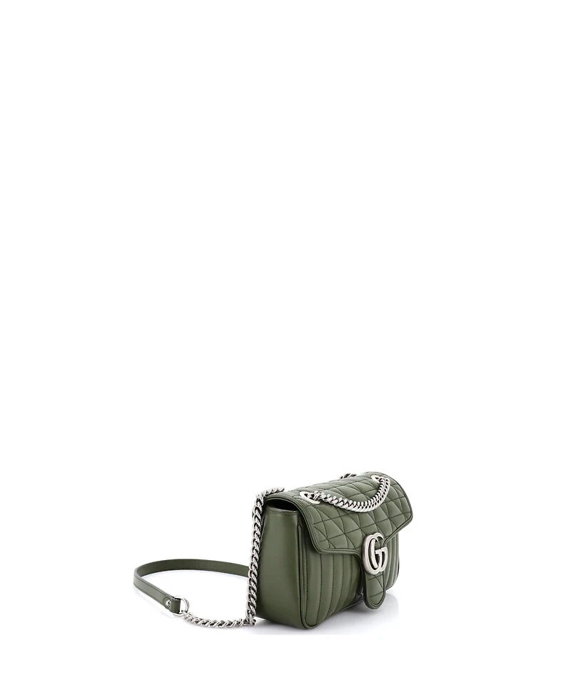 Pre-Owned Gucci Small Gg Marmont Flap Bag Mixed Matelasse Leather