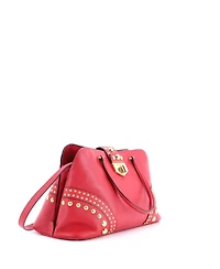Pre-Owned Prada Medium Convertible Turnlock Dome Satchel Studded Saffiano Leather