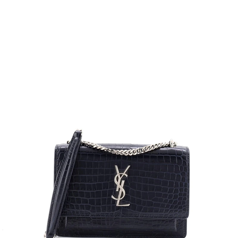 Pre-Owned Saint Laurent Sunset Chain Wallet Embossed Leather