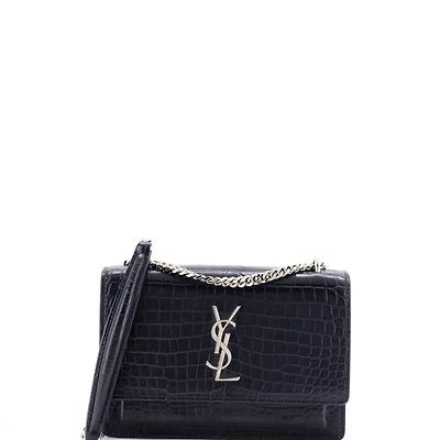 Pre-Owned Saint Laurent Sunset Chain Wallet Embossed Leather