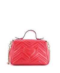 Pre-Owned Gucci Small Gg Marmont Top Handle Flap Bag Matelasse Leather