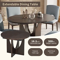 Streamdale Furniture 5 Piece Extendable Round Dining Set with Removable Leaf