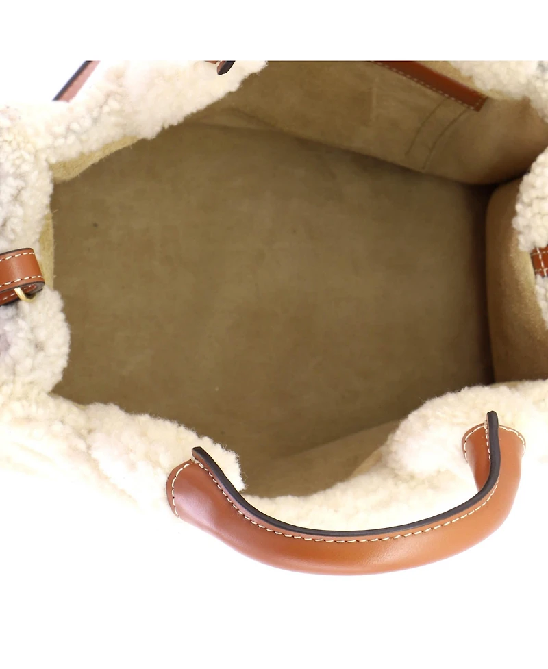 Pre-Owned Celine Small Cabas Thais Tote Triomphe Embroidered Shearling