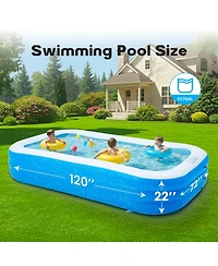 Gnuadz 120Inch Inflatable Pool Rectangular Pvc Blow-up Backyard Summer Fun
