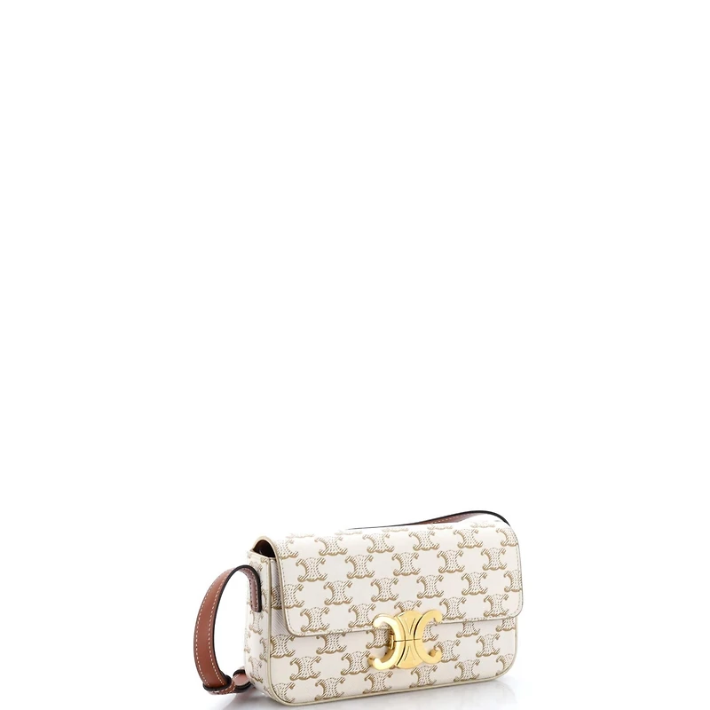 Pre-Owned Celine Triomphe East-West Shoulder Bag Triomphe Coated Canvas