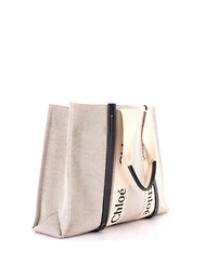 Pre-Owned Chloe Large Woody Tote Canvas with Leather