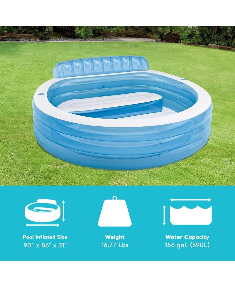 Gnuadz Swim Center Inflatable Family Lounge Pool with Bench