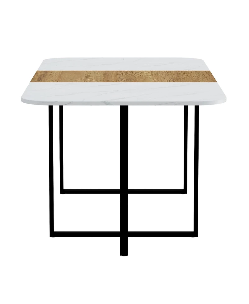 Streamdale Furniture 8-Seat Faux Marble Dining Set with 8 Chairs
