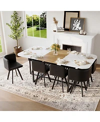 Streamdale Furniture 8-Seat Faux Marble Dining Set with 8 Chairs