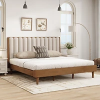 Streamdale Furniture Wood Bed with Piano Key Headboard and Strong Frame