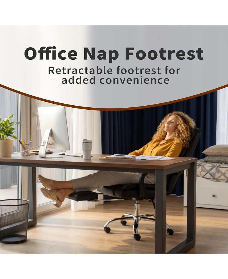 Streamdale Furniture Adjustable Leather Executive Office Chair with Footrest