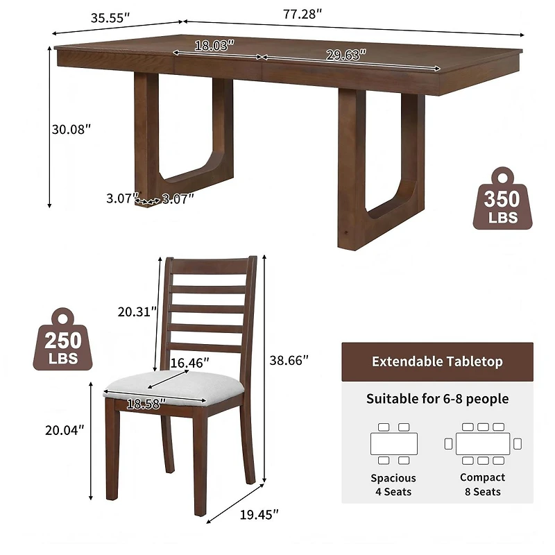 Streamdale Furniture Farmhouse Extendable Dining Set with 4 Chairs
