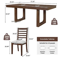 Streamdale Furniture Farmhouse Extendable Dining Set with 4 Chairs