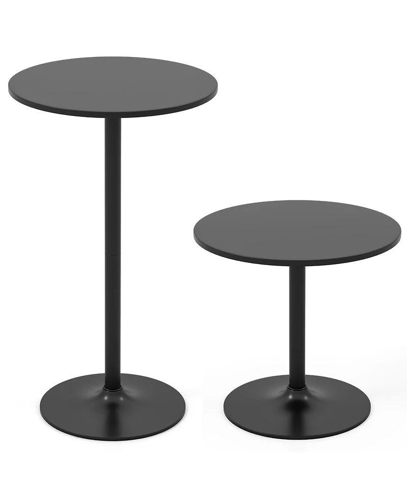 Slickblue Set of 2 Round Cocktail Side Table with Metal Frame and Mdf Top, Modern Living Room Furniture