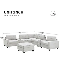 Streamdale Furniture 104" Sectional Sofa w/ Ottoman, Storage, Usb, Table Top