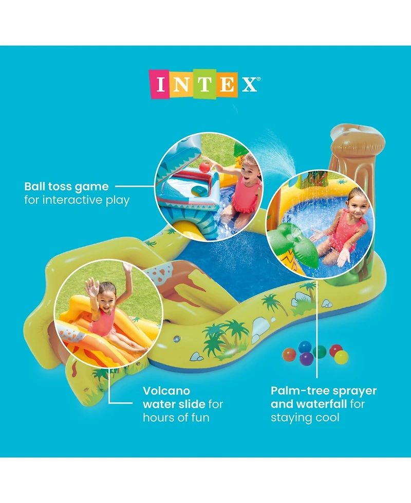 Gnuadz Inflatable Dinosaur Play Center Water Park Slide Sprayer Balls