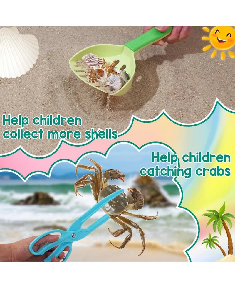 Gnuadz Beach Sand Toys Set Mesh Bag Bucket Shovel Rake Mold Kit