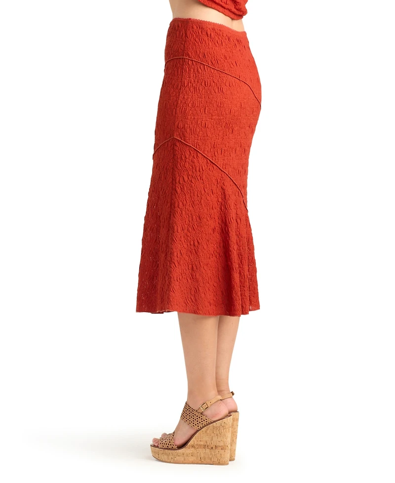 Bcx Women's Lace Knit Seamed Pull-On Midi Skirt