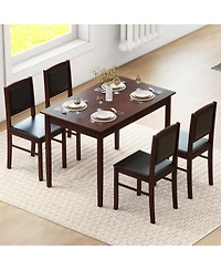 Slickblue 5 Piece Dining Set for 4 with Rubber Wood Legs Compact Design
